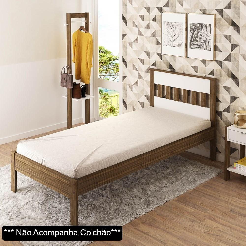 Cama De Solteiro Madeira Cm8006 Nogal-branco - Tecno Mobili - 2