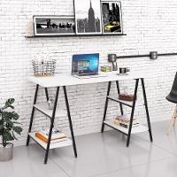 Mesa Escrivaninha Cavalete 135cm Estilo Industrial Prisma C08 Branco Chess-preto - Mpozenato - 2