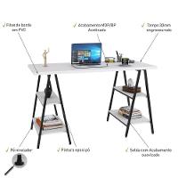 Mesa Escrivaninha Cavalete 135cm Estilo Industrial Prisma C08 Branco Chess-preto - Mpozenato - 3