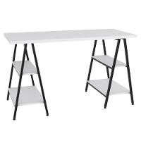 Mesa Escrivaninha Cavalete 135cm Estilo Industrial Prisma C08 Branco Chess-preto - Mpozenato - 5