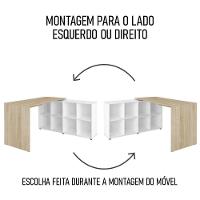 Mesa Escrivaninha Em L Eron E Estante Livreiro 90x187cm Lean A06 Branco-carvalho - Mpozenato - 6