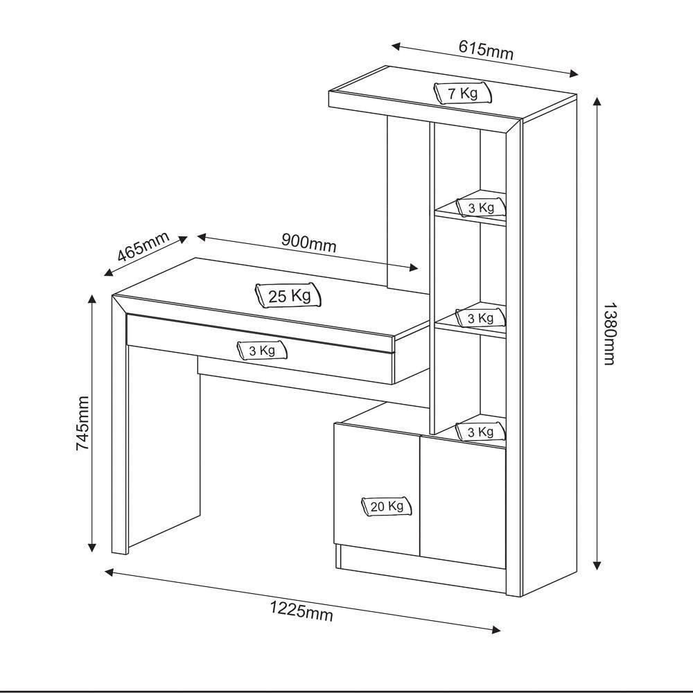 Estante Escrivaninha 2 Portas 1 Gaveta Me4143 Branco - Tecno Mobili - 2