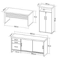 Conjunto Escritório 3 Peças Mesa 158cm Corp A06 Charuto-preto - Mpozenato - 5