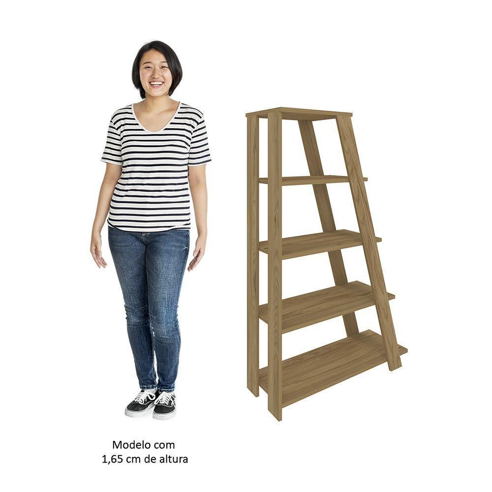 Mesa Escrivaninha Em L Golden E Estante Livreiro Stela A06 Olmo-branco - Mpozenato - 8