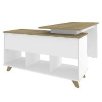 Mesa Escrivaninha Em L Golden E Estante Livreiro Stela A06 Olmo-branco - Mpozenato - 10