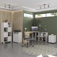 Conjunto Escritório Home Office 4 Peças Nil A06 Branco-carvalho - Mpozenato - 2