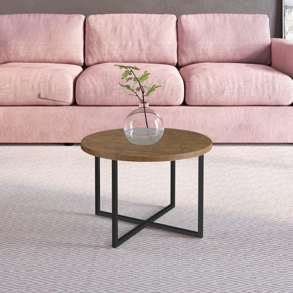 Mesa De Centro Redonda Média Volpi 27857 Vermont Base Preta - Artesano - 2