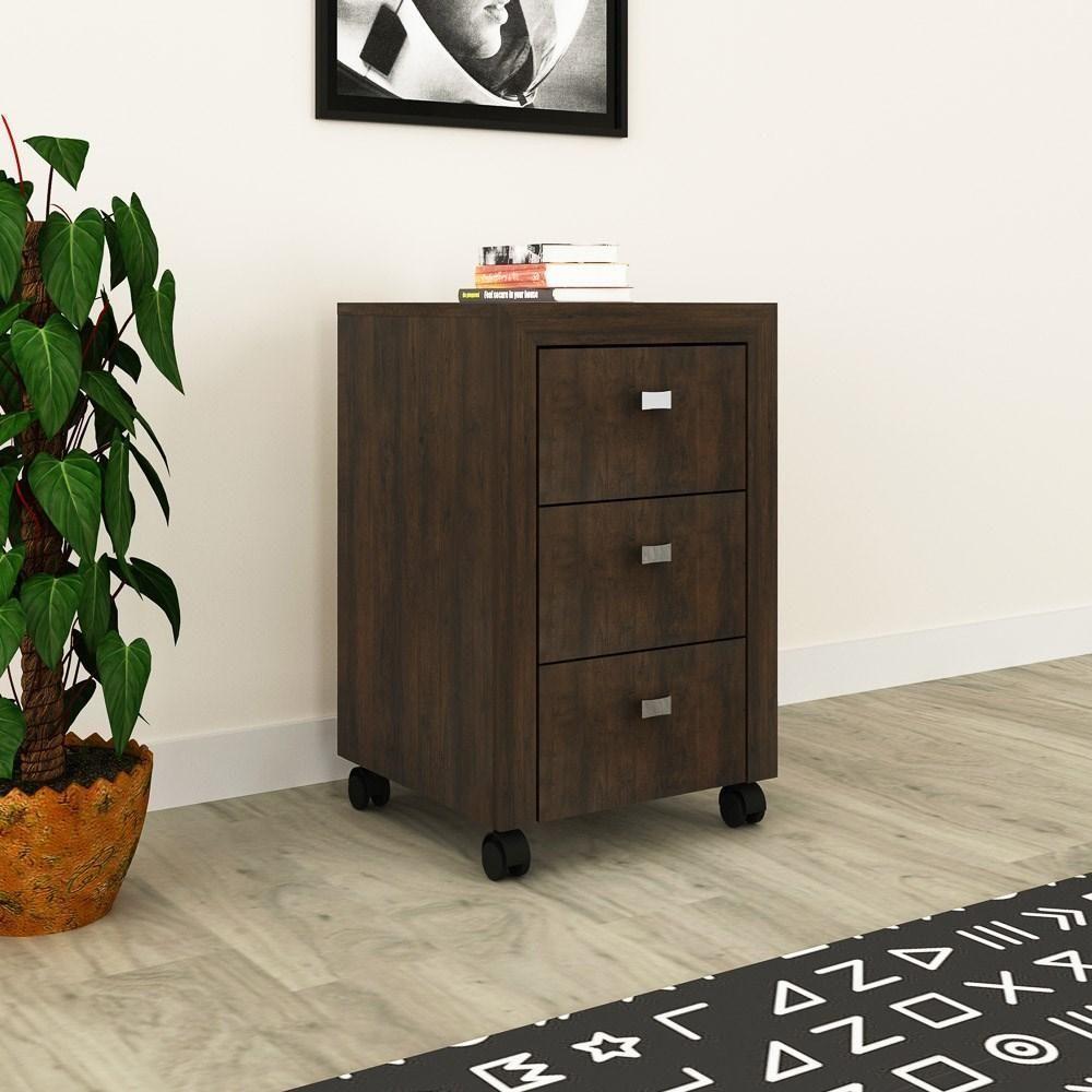 Gaveteiro 3 Gavetas Com Rodízios Me4108 Rústico - Tecno Mobili - 2