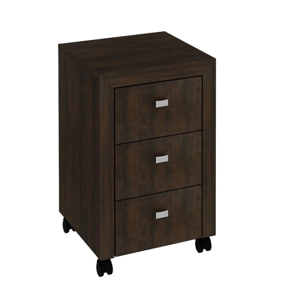 Gaveteiro 3 Gavetas Com Rodízios Me4108 Rústico - Tecno Mobili - 4