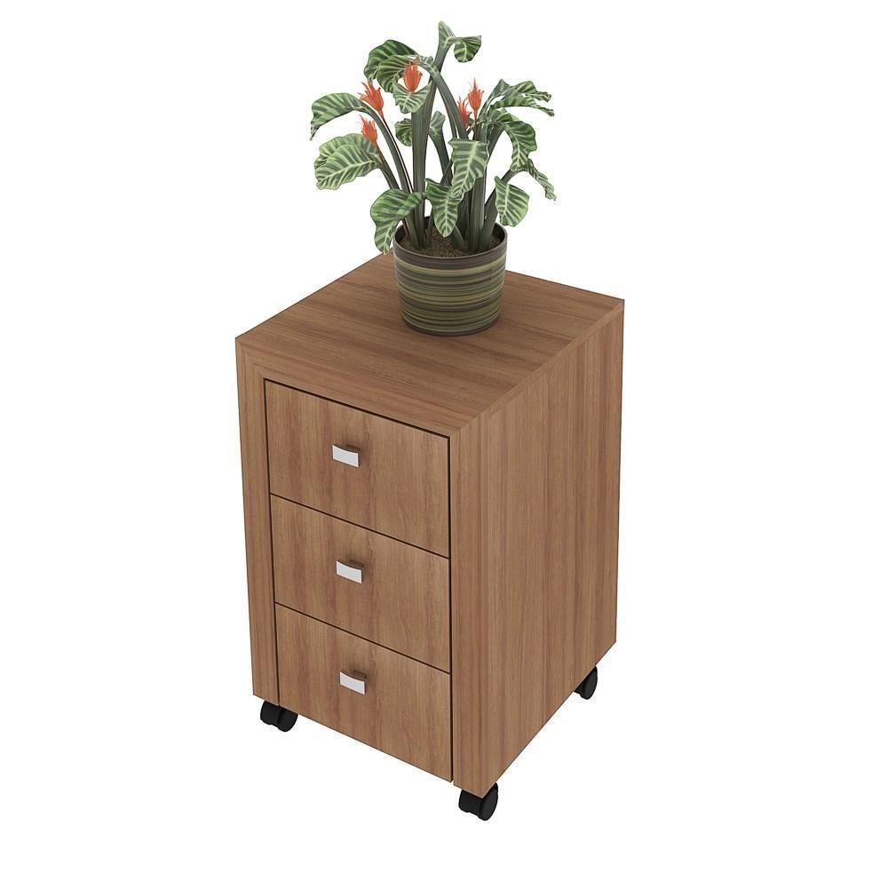 Gaveteiro 3 Gavetas Com Rodízios Me4108 Amêndoa - Tecno Mobili - 1