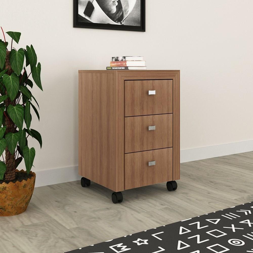 Gaveteiro 3 Gavetas Com Rodízios Me4108 Amêndoa - Tecno Mobili - 2