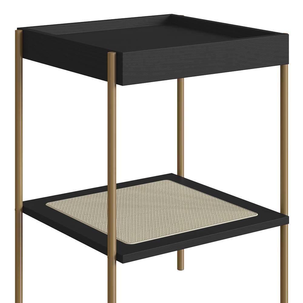 Mesa Lateral Com Prateleira Pé Metal Arlo A10 Nero-dourado - Mpozenato - 6