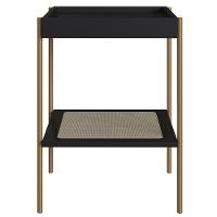 Mesa Lateral Com Prateleira Pé Metal Arlo A10 Nero-dourado - Mpozenato - 5