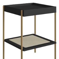 Mesa Lateral Com Prateleira Pé Metal Arlo A10 Nero-dourado - Mpozenato - 6