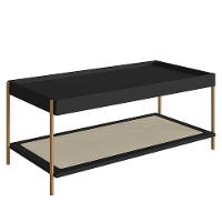 Mesa De Centro Para Sala Pé Metal Arlo A10 Nero-dourado - Mpozenato - 1