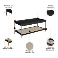 Mesa De Centro Para Sala Pé Metal Arlo A10 Nero-dourado - Mpozenato - 3