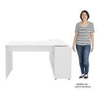 Mesa Escrivaninha Em L Eron E Balcão 60cm 2 Portas Look A06 Branco - Mpozenato