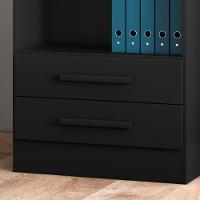 Kit 3 Estantes Livreiro 2 Gavetas E 5 Prateleiras Fancy Q01 Preto Fosco - Mpozenato