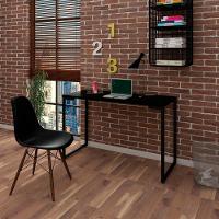 Mesa Escrivaninha Fit 120cm Preto E Cadeira Charles Ft1 Preta - Mpozenato - 3