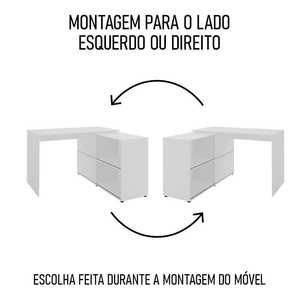 Mesa Escrivaninha Em L Link E Estante Livreiro 90x187cm Lean A06 Branco - Mpozenato - 6