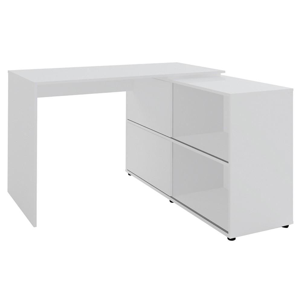 Mesa Escrivaninha Em L Link E Estante Livreiro 90x187cm Lean A06 Branco - Mpozenato - 10