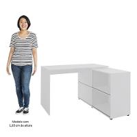 Mesa Escrivaninha Em L Link E Estante Livreiro 90x187cm Lean A06 Branco - Mpozenato - 7