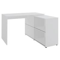 Mesa Escrivaninha Em L Link E Estante Livreiro 90x187cm Lean A06 Branco - Mpozenato - 10