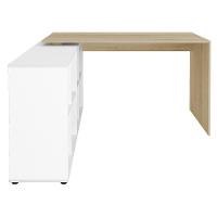 Mesa Escrivaninha Em L Eron E Gaveteiro Com Rodízios Mity A06 Carvalho-branco - Mpozenato - 10