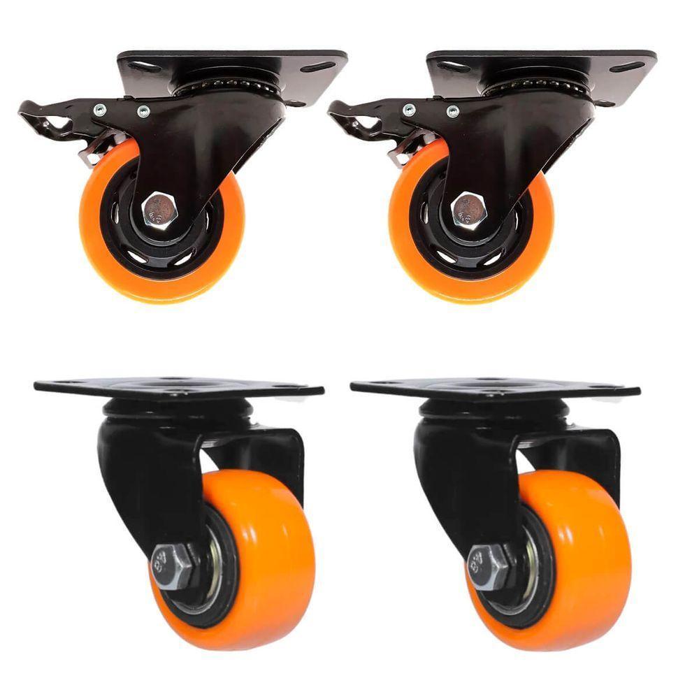 Kit 4 Rodas Rodinhas Giratórias Reforçada 40mm 1,5 Pol Com Trava - 1
