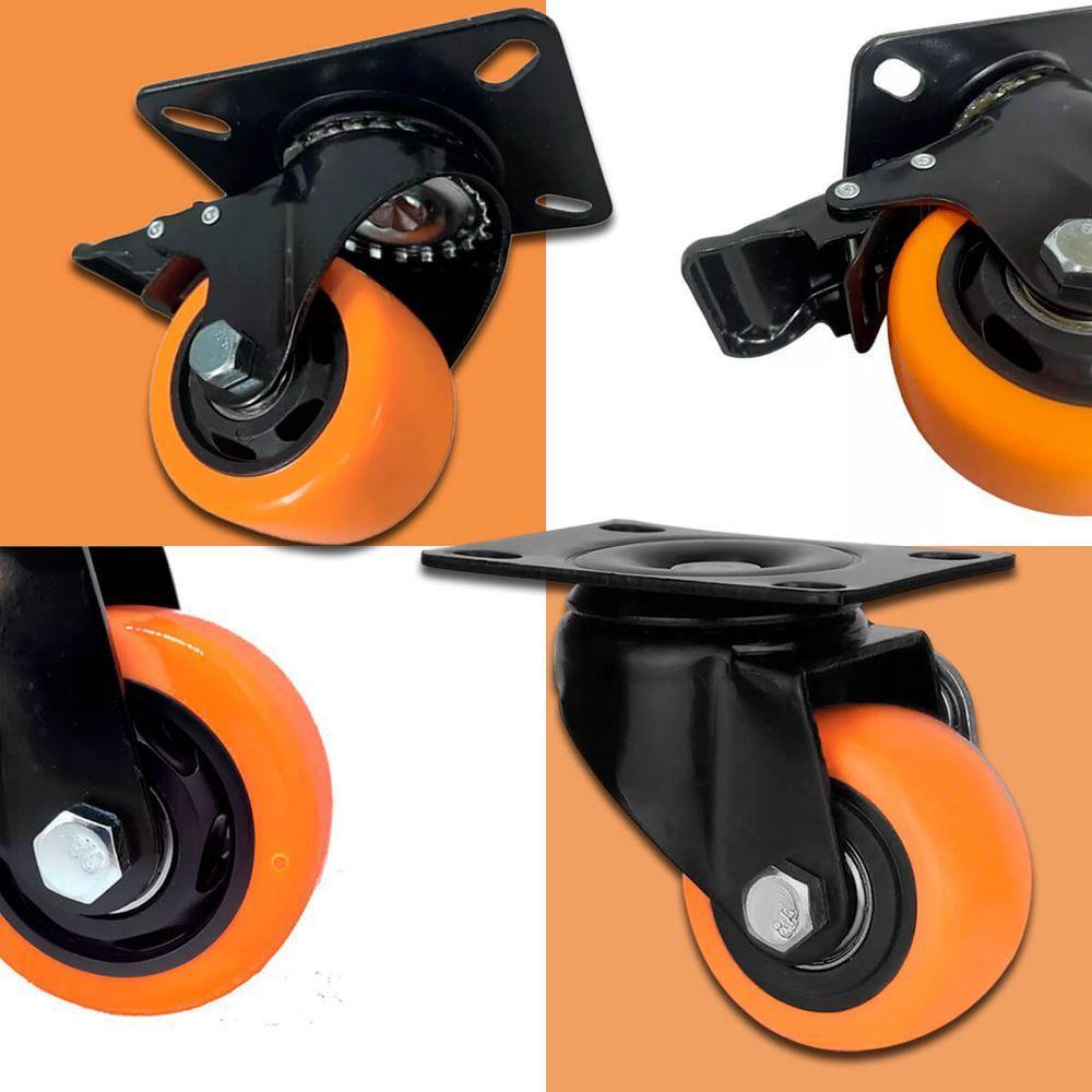 Kit 4 Rodas Rodinhas Giratórias Reforçada 40mm 1,5 Pol Com Trava - 5
