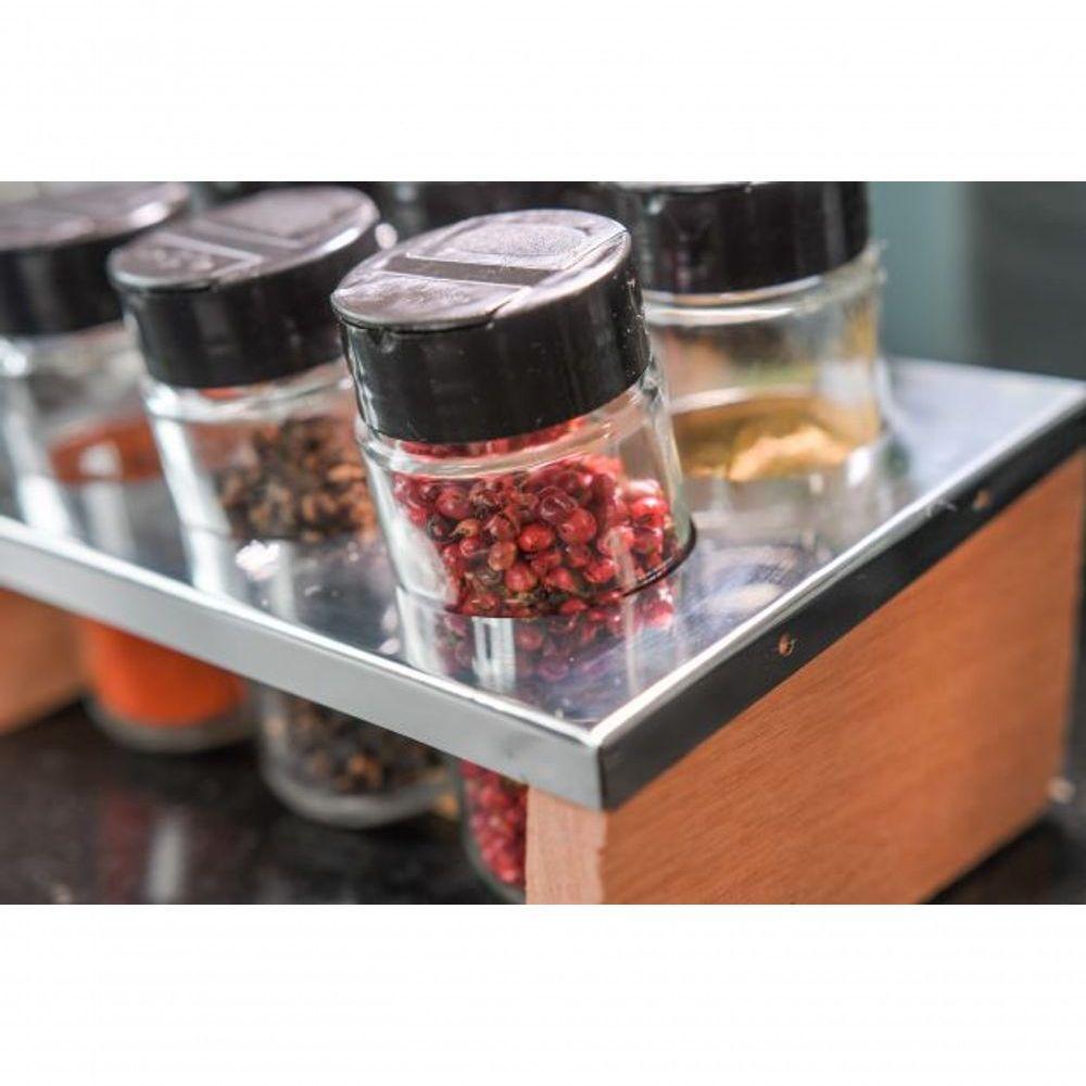 Kit Porta Tempero Condimentos Cozinha - Suporte Com 6 Potes Em Vidro Essence - 3