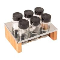 Kit Porta Tempero Condimentos Cozinha - Suporte Com 6 Potes Em Vidro Essence - 1