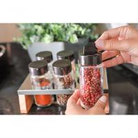 Kit Porta Tempero Condimentos Cozinha - Suporte Com 6 Potes Em Vidro Essence - 4