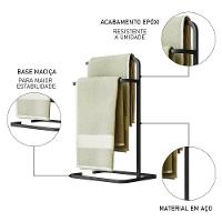 Porta Toalha De Rosto Para Pia Luxe Em Aço D09 Preto - Mpozenato - 3