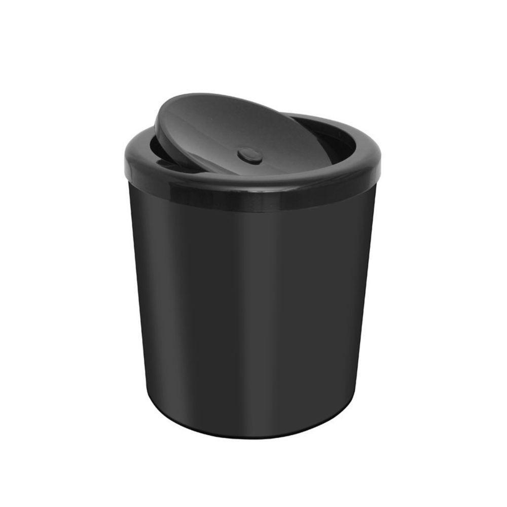 Lixeira Com Tampa Basculante Para Banheiro Cozinha 5litros Haus - Preta - 1