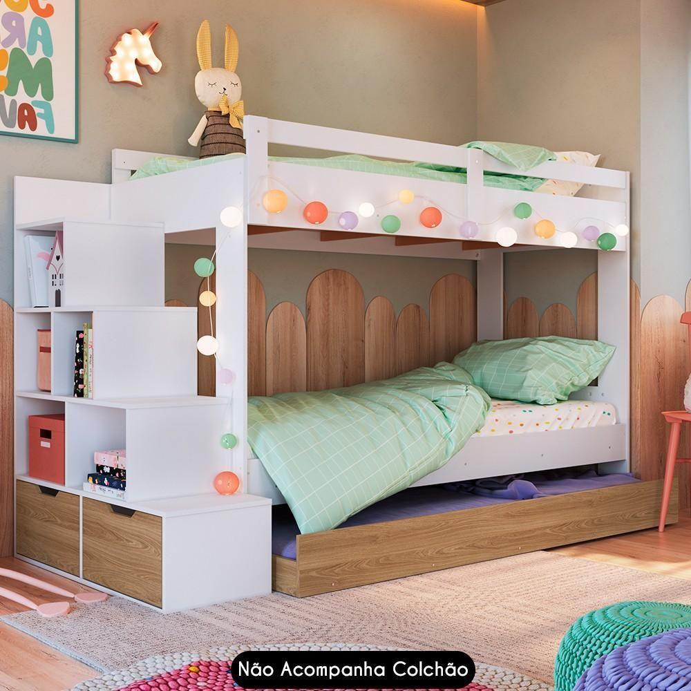 Treliche Infantil Com Escada E Nichos Infix C06 Branco-aveiro - Mpozenato - 2