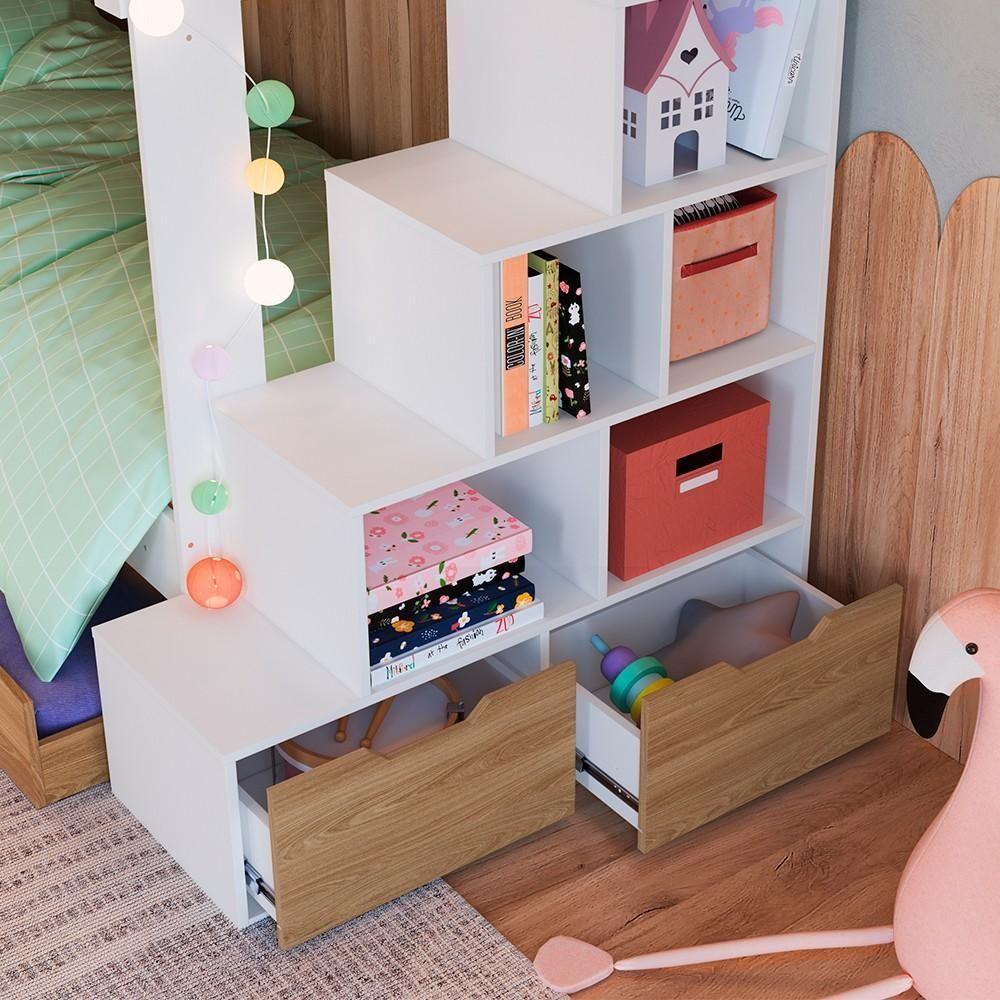 Treliche Infantil Com Escada E Nichos Infix C06 Branco-aveiro - Mpozenato - 6