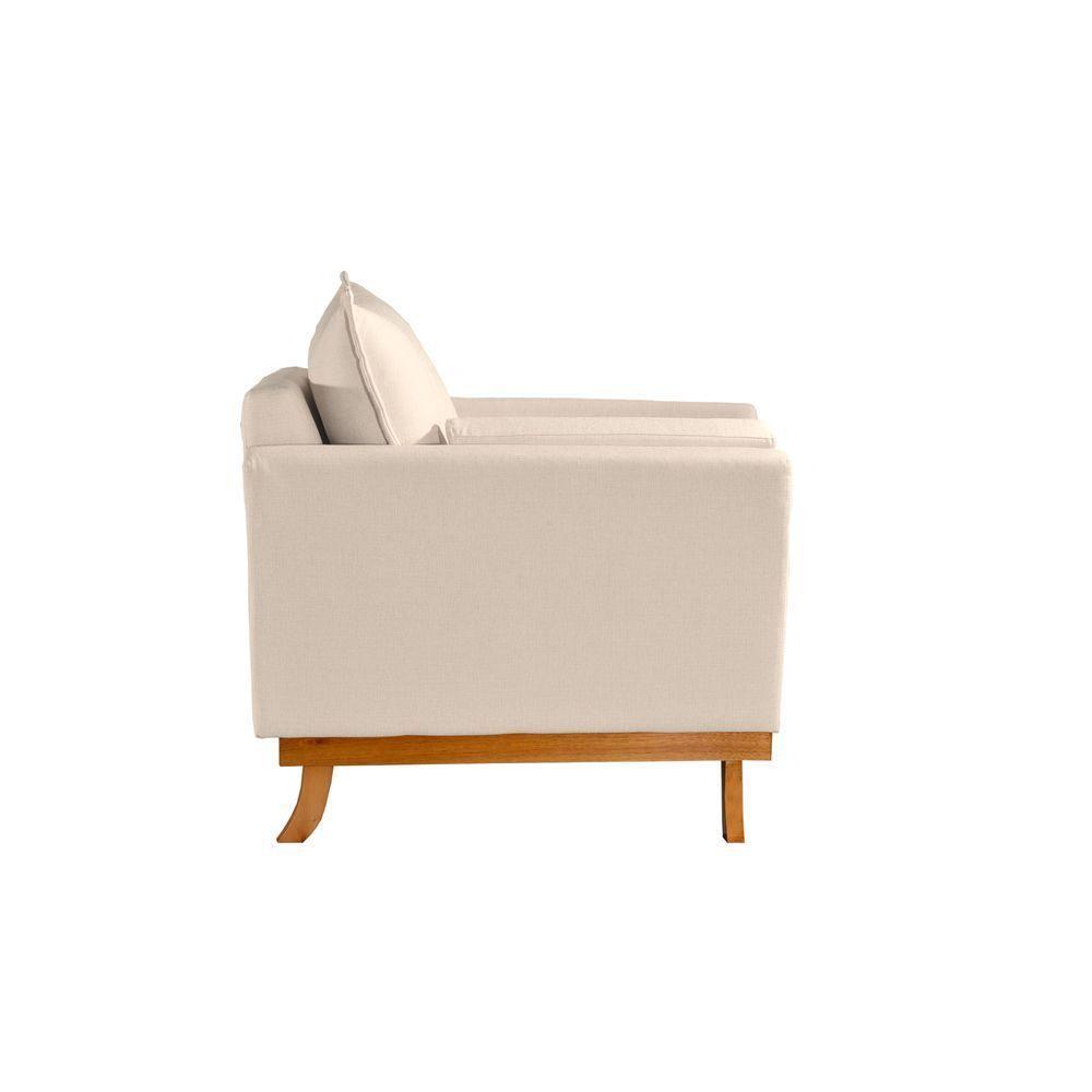 Poltrona Dahlia Em Linho Pés De Madeira Cor Cru 2550 - 4