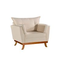 Poltrona Dahlia Em Linho Pés De Madeira Cor Cru 2550 - 1