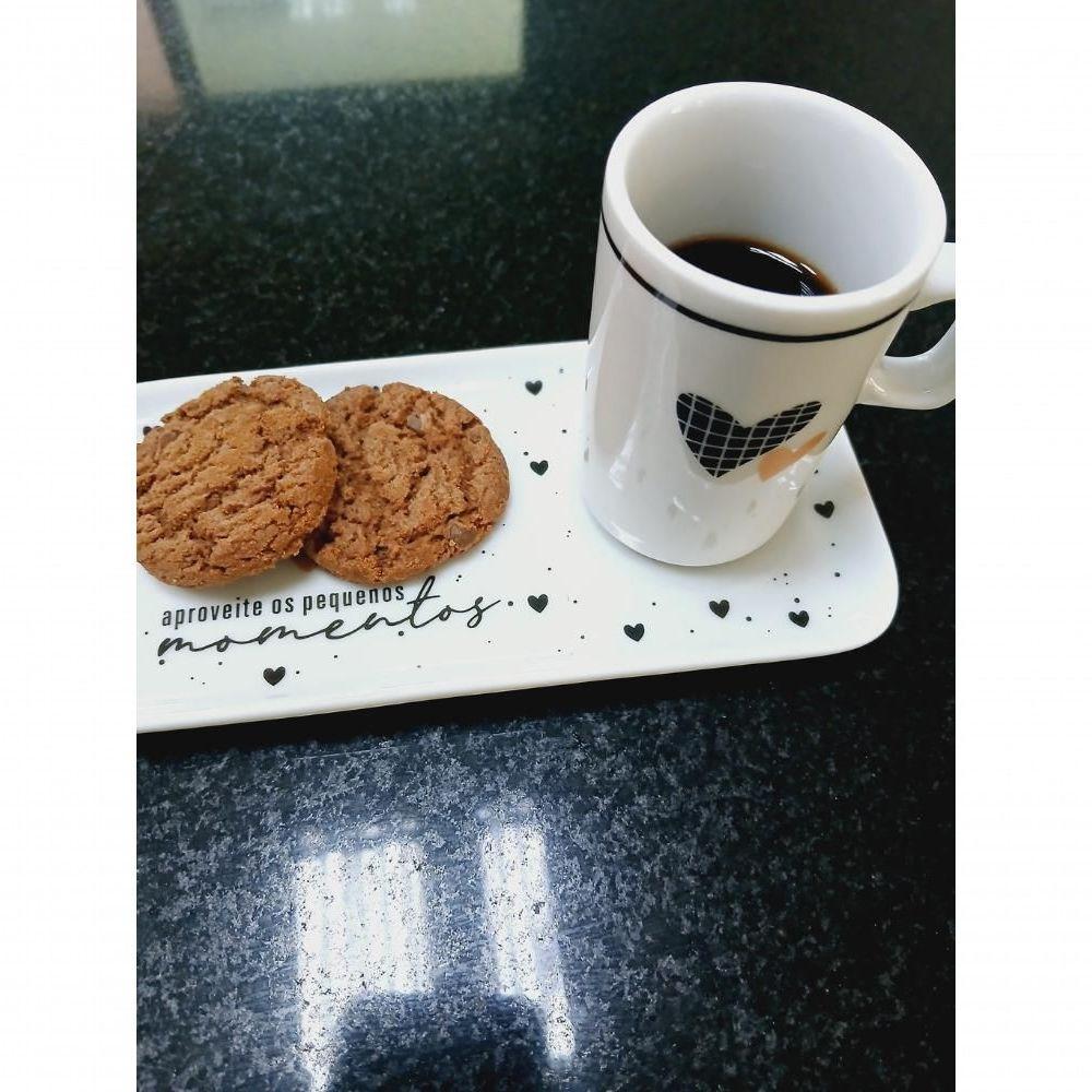 Kit Xicara De Cafe 80ml Com Pires Retangular Porcelana Branco - 6