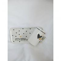 Kit Xicara De Cafe 80ml Com Pires Retangular Porcelana Branco - 2