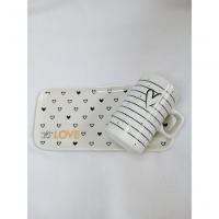 Kit Xicara De Cafe 80ml Com Pires Retangular Porcelana Branco