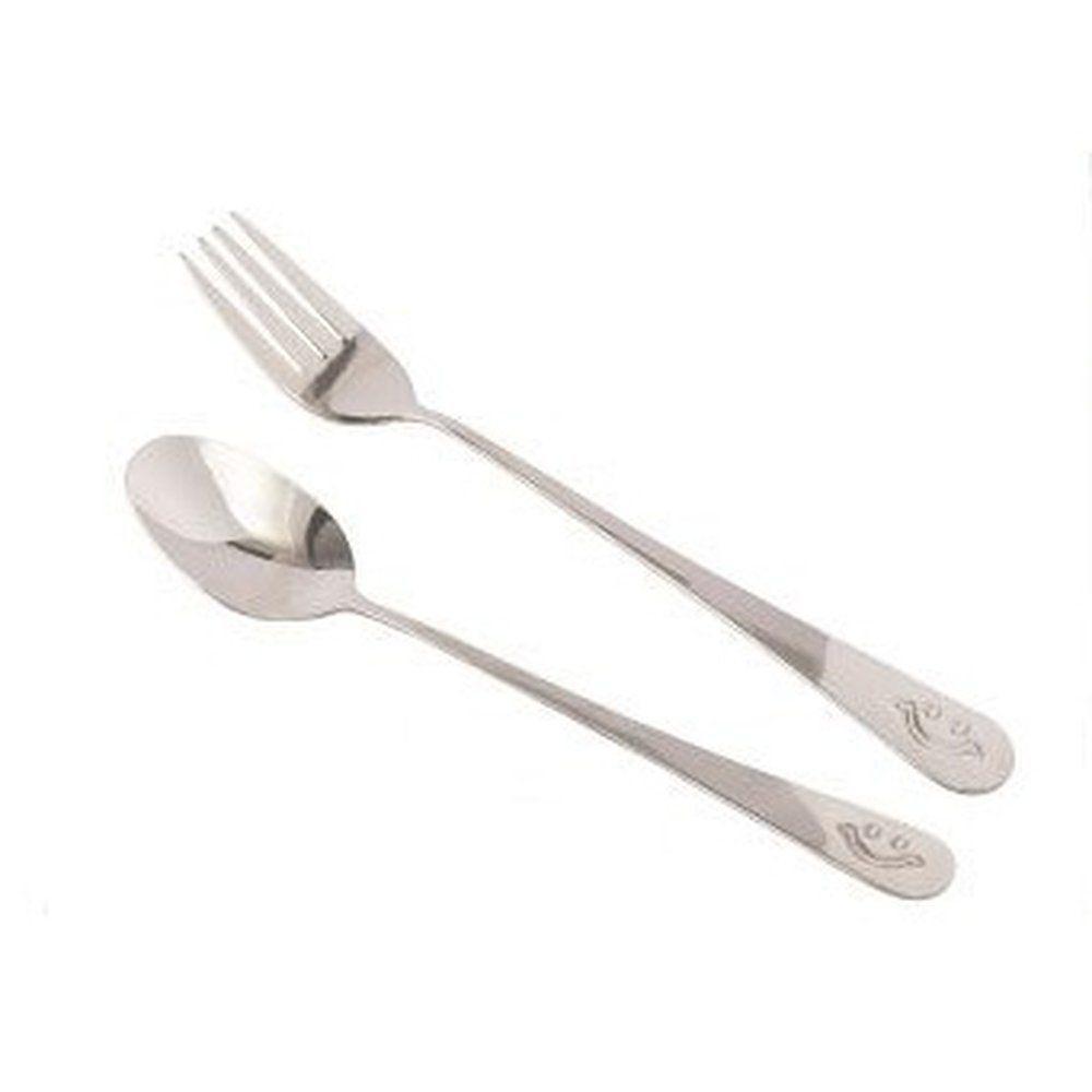 Kit Garfo E Colher Infantil Talher Aço Inox Plástico Ck6503 - 4