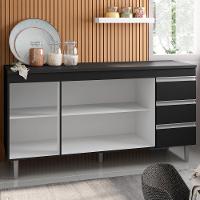 Balcão Gabinete Para Pia 160cm Com Tampo 3 Portas Andréia Preto - Ajl Móveis - 2