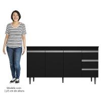 Balcão Gabinete Para Pia 160cm Com Tampo 3 Portas Andréia Preto - Ajl Móveis - 7