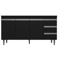 Balcão Gabinete Para Pia 160cm Com Tampo 3 Portas Andréia Preto - Ajl Móveis - 8