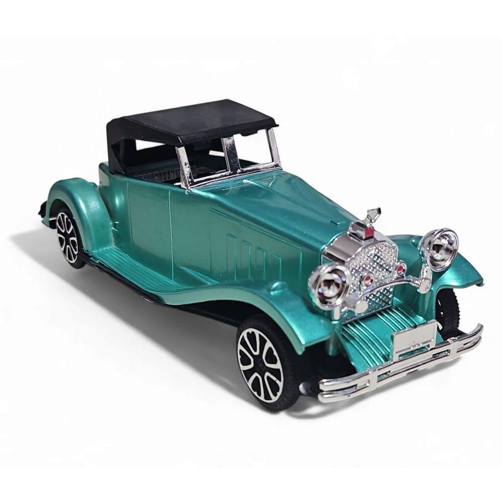 Carrinho Miniatura Antigo Clássico Fricção Colecionável 24cm Verde Metálico Jr0867 - 1