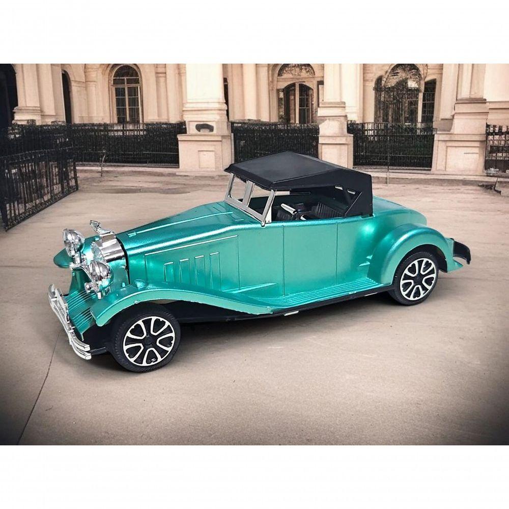 Carrinho Miniatura Antigo Clássico Fricção Colecionável 24cm Verde Metálico Jr0867 - 2