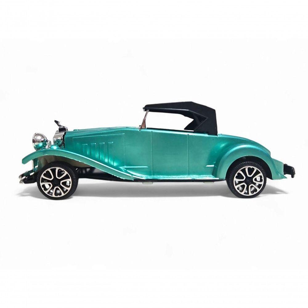 Carrinho Miniatura Antigo Clássico Fricção Colecionável 24cm Verde Metálico Jr0867 - 3