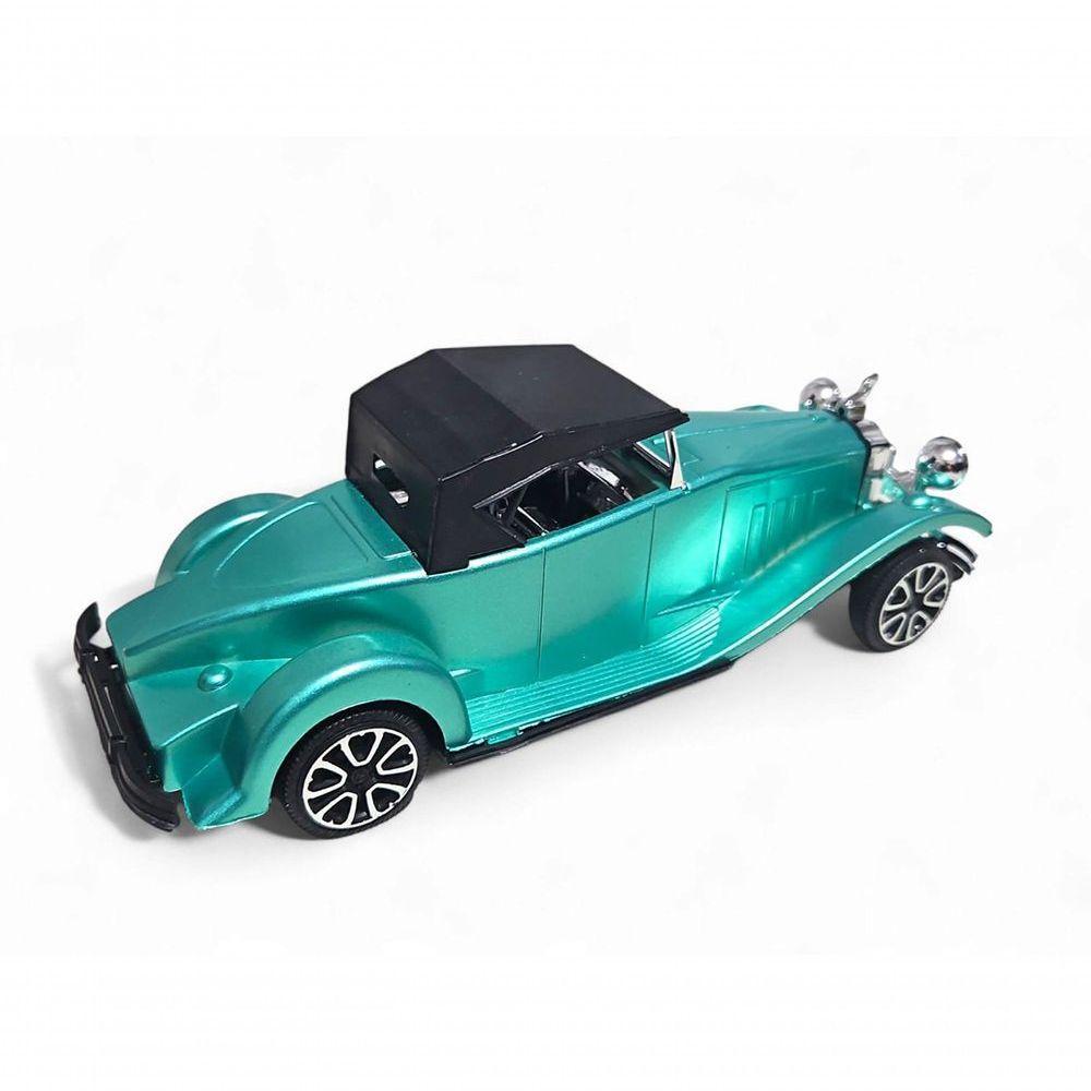 Carrinho Miniatura Antigo Clássico Fricção Colecionável 24cm Verde Metálico Jr0867 - 4